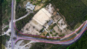 The pink lines represent the road extension. They run directly through vital grazing areas and paddocks, employee housing, car parking facilities, and the entrance / exit - taking away access to the property. 